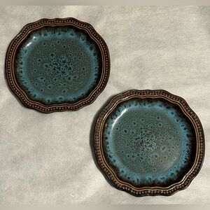 2 Elama, “Mystic Waves” salad/dessert/serving plates. 7.5”x7.75”